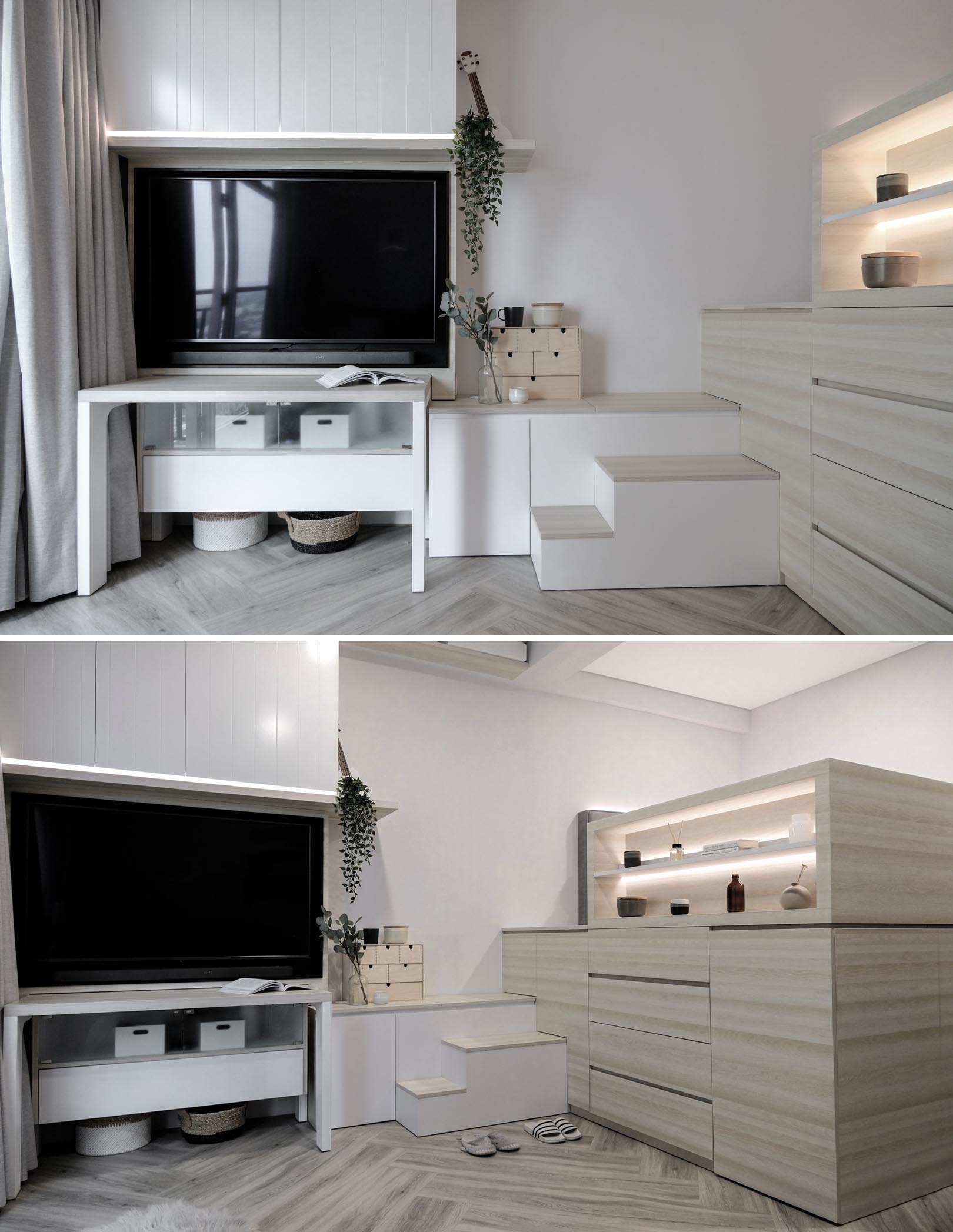 A Loft Bed With Storage Underneath Makes This Small Micro Apartment More Liveable 4